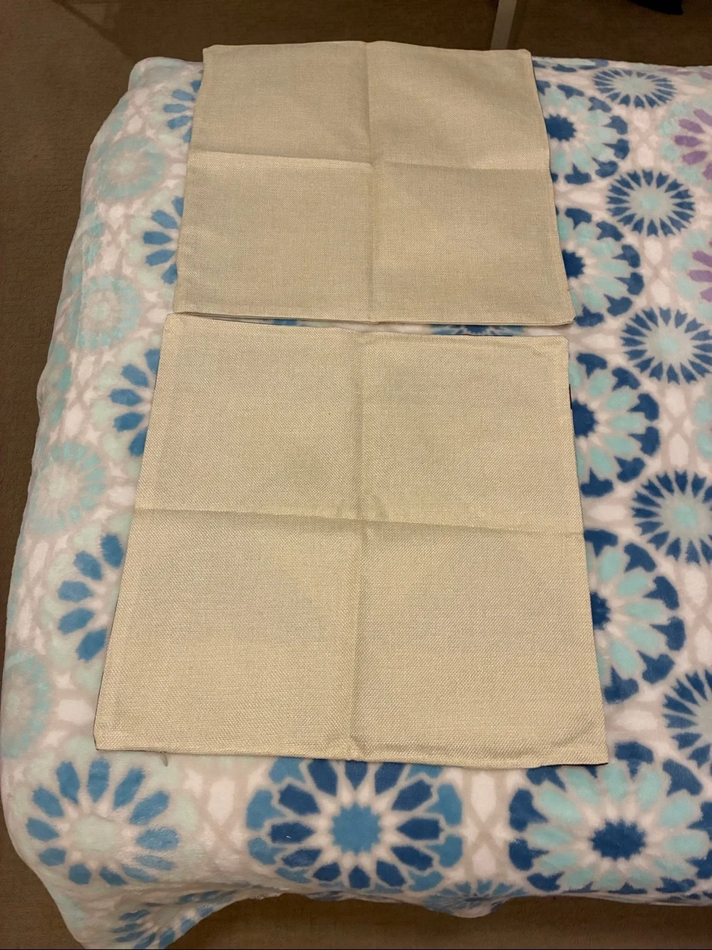 Two Textured Cream Decorative Pillow Covers